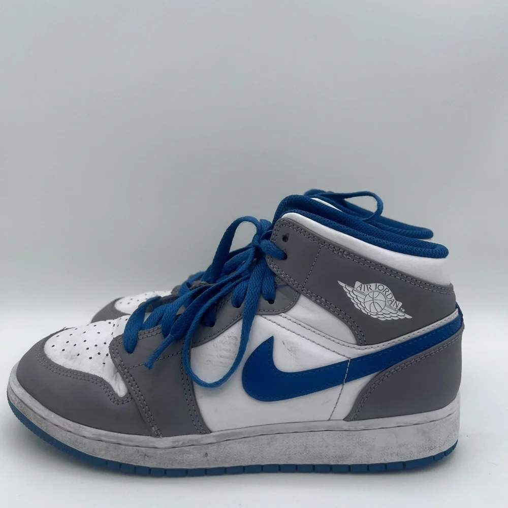 Air Jordan 1 Mid GS 'Cement True Blue'‎ Youth Size 7